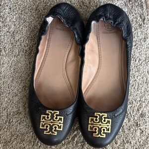Tory birch ballet flats black gold size 7 1/2
